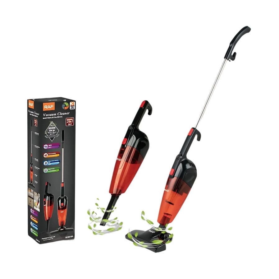Aspirator vertical 2 in 1, cu filtru HEPA, 600W cu 2 accesorii, rosu cu negru - 2 | YEO