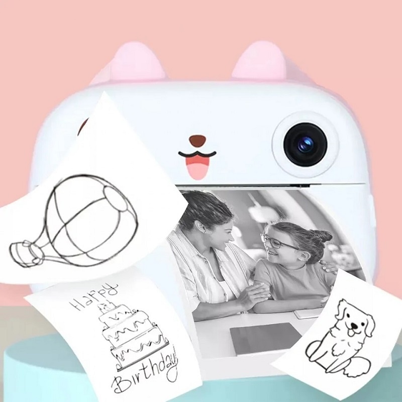 Camera foto-video pentru copii, cu functie de imprimare imediata, ecran de 2.4