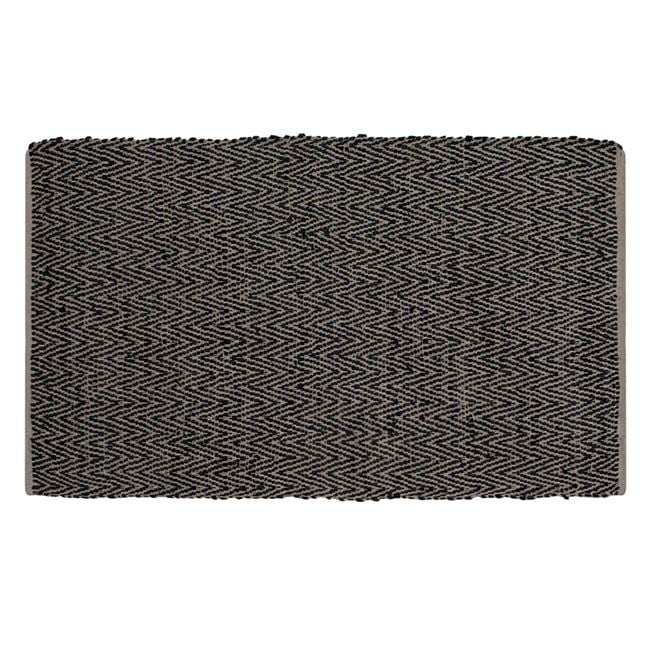 Covoras decorativ din piele ecologica, cu model, 140x90 cm, negru/bej