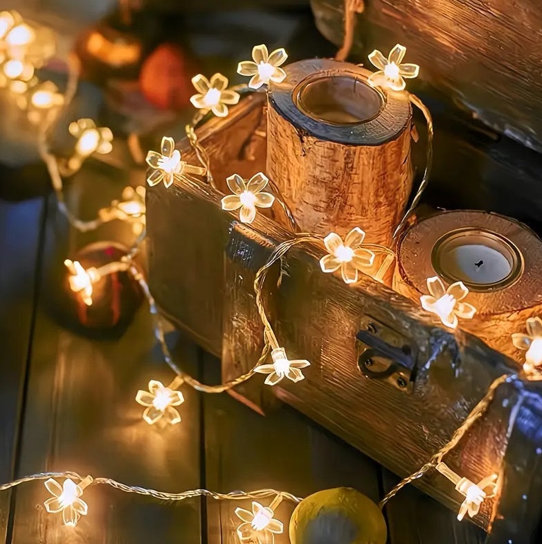 Ghirlanda Luminoasa Solara Flori de Cires cu 50 LED-uri, Lumina Alba Calda/Multicolora, 5m Lungime - 3 | YEO