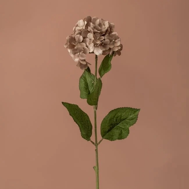 Hortensie artificiala cu tulpina lunga, in nuante calde, 70 cm, mocca/verde - 2 | YEO