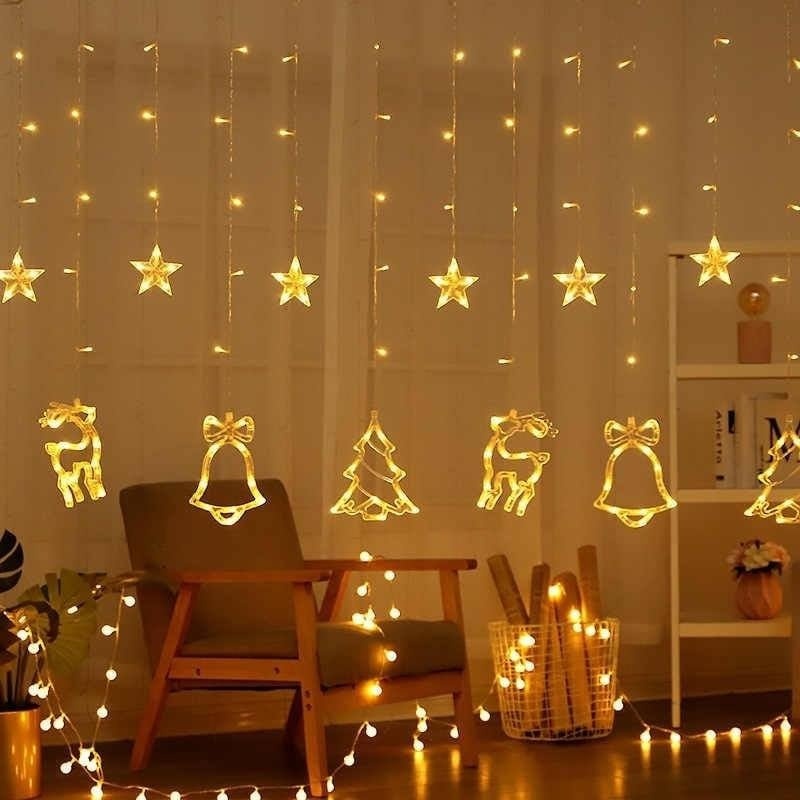 Instalatie Luminoasa pentru Craciun, 3m, 120 LED-uri, cu 12 Figurine, Interconectabila, Lumina Alba Calda - 2 | YEO