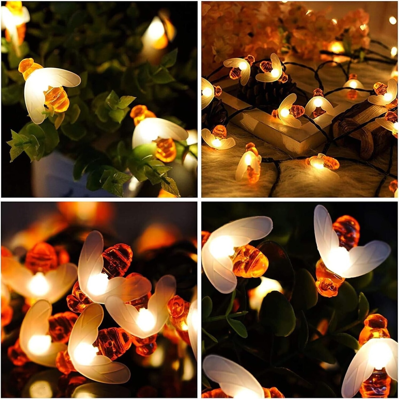 Instalatie Luminoasa Solara, 6.5m, 50 LED-uri in Forma de Albine, IP65, Lumina Alba Calda/Multicolor - 2 | YEO