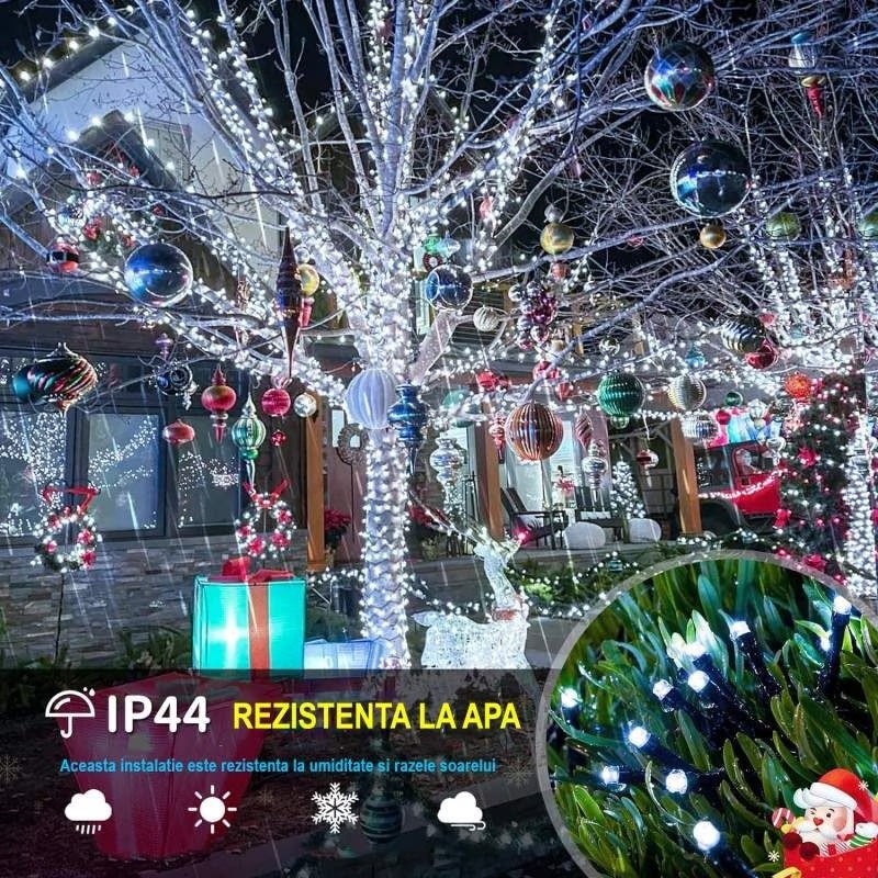 Instalatie Luminoasa Solara, IP44, de 30/50/100m Lungime, cu 150/250/500 LED-uri, Lumina Alba Rece - 2 | YEO