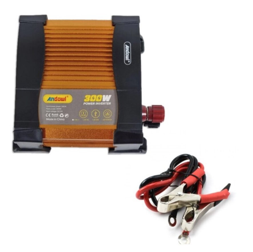 Invertor de tensiune auto Andowl KS300, 300W, 12V, 220V, 16 x 11 x 6.5cm, auriu - 3 | YEO