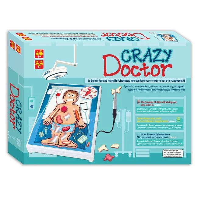 Joc de societate Crazy Doctor, functioneaza cu 2 baterii, 37x5.5x27cm, multicolor - 1 | YEO