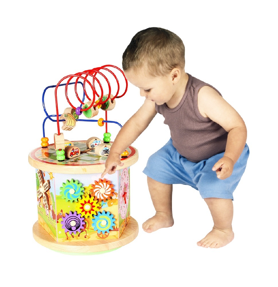 Jucarie educativa din lemn, 7 in 1, cu multiple activitati, pentru copii 1 an+, 37x24 cm, multicolor - 2 | YEO