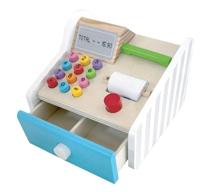 Jucărie Educativă din Lemn, Casă de Marcat cu Sertar si Accesorii, 16.5×16×13 cm - 1 | YEO