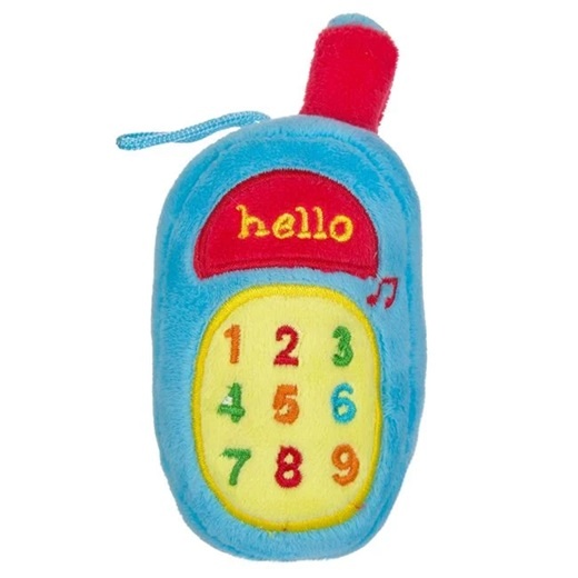Jucarie pentru baieti in forma de telefon, Cu zornaitoare si sunete, Plus, 7.5x6x16cm, Albastru