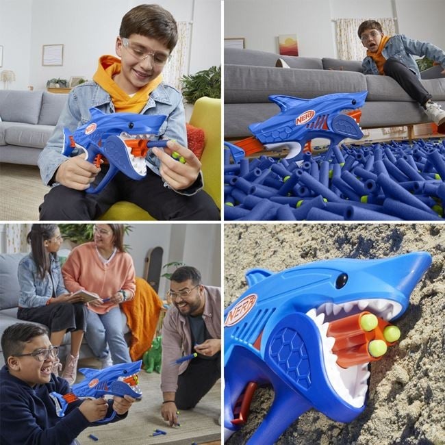 Lansator Elite 2.0 Nerf Sharkfire Elite, include 8 sageti din spuma, 40x6.5x23cm, multicolor - 2 | YEO