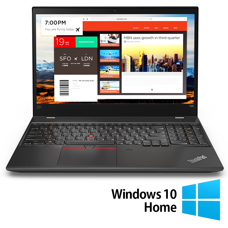 Laptop Refurbished LENOVO ThinkPad T580 Intel Core i5-8250U 1.70 - 3.40GHz 8GB DDR4 256GB SSD 15.6 Inch Full HD Webcam + Windows 10 Home