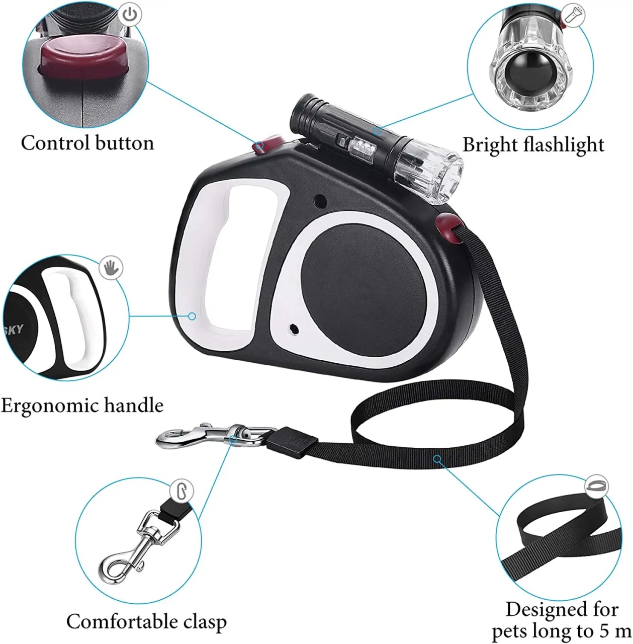 Lesa automata retractabila pentru caini 5 m - 1 | YEO