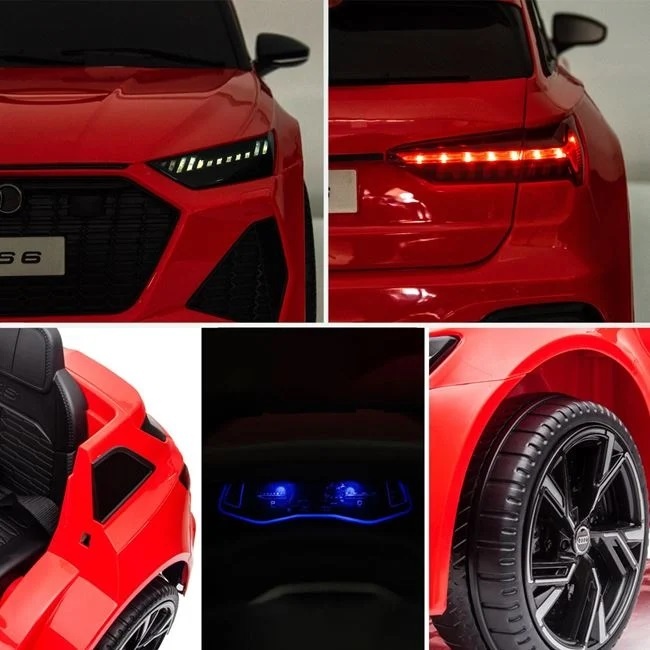Masina Electrica cu Acumulator, model, Audi RS6, 6V 4.5AH si Telecomanda, 3-6 ani, 30 kg, Bluetooth, rosu - 3 | YEO