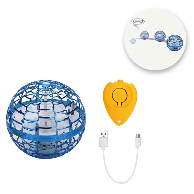 Minge bumerang OZN, cu telecomanda functie infrarosu, cablu incarcare USB, diametru 9.5cm, albastru - 2 | YEO