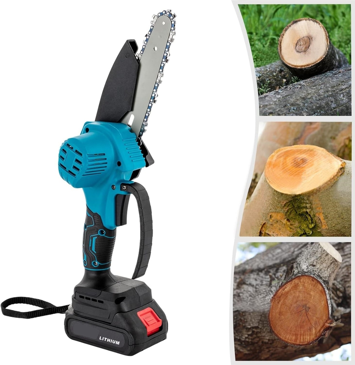 Mini drujba electrica fara fir, cu lama de 6 inch 15cm, 2 lanturi, 2 acumulatori 1300mAh si o putere de 300W - 2 | YEO