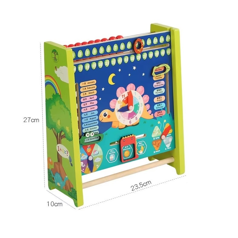 Numaratoare si calendar, multifunctionala, din lemn, pentru copii 3 ani+, 27x10x24cm, multicolor - 3 | YEO