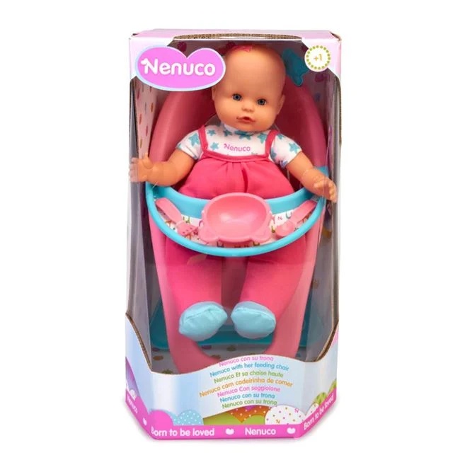 Papusa Nenuco cu scaun de masa, include accesorii, varsta 12+ luni, 21x18.5x39cm, roz-albastru - 2 | YEO