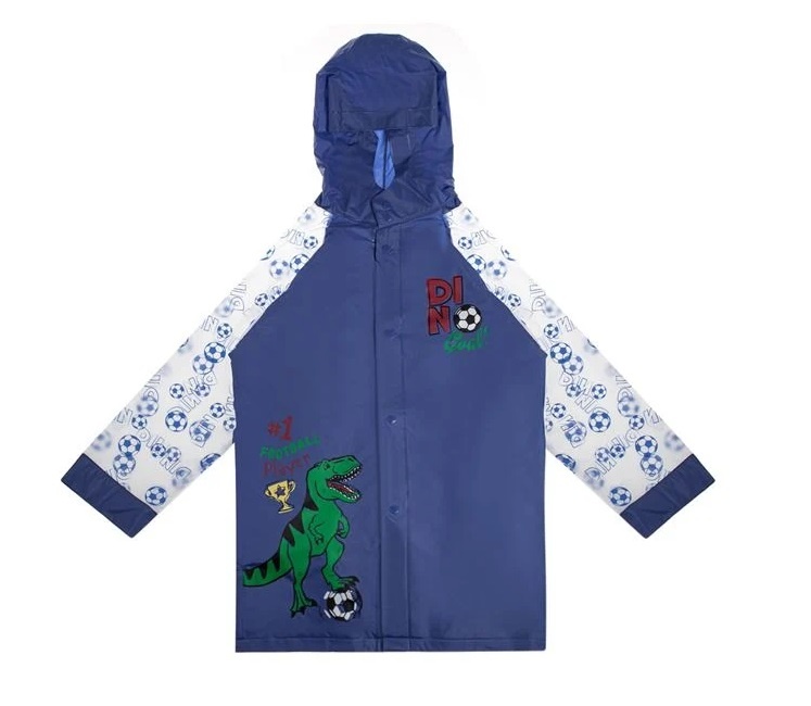Pelerină de Ploaie cu Mâneci Transparente, model Dinozauri, pentru Copii, 122/128, bleu - 2 | YEO