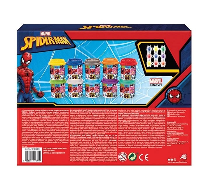 Plastilină Spiderman, Set cu 10 Recipiente si Capace Forme, 500g, 3ani+, 22x4x17cm - 2 | YEO