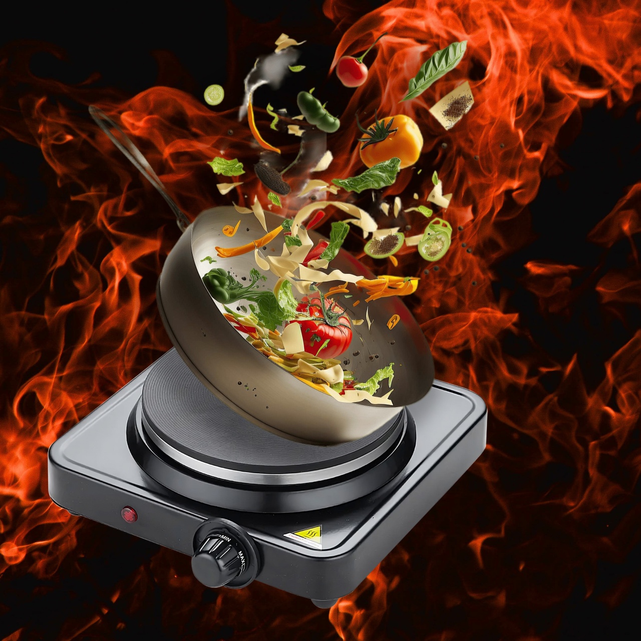 Plita electrica ceramica 1000W, cu 5 nivele de temperatura, protectie la supraincalzire, negru - 1 | YEO