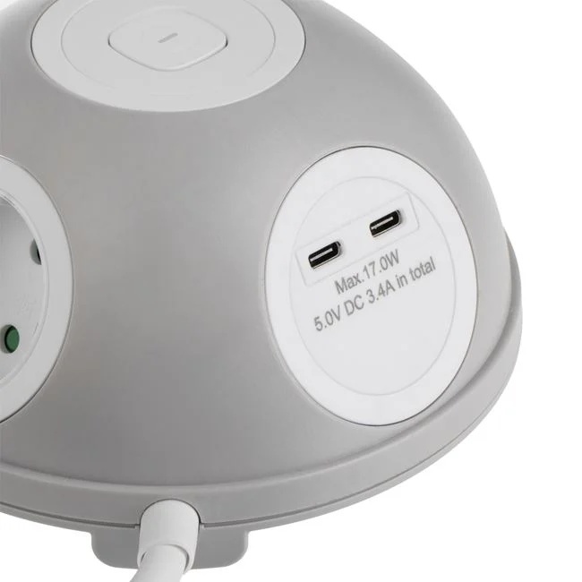 Prelungitor cu 3 prize, 2 porturi USB, 3500W, lungime 1.2m, alb - 3 | YEO