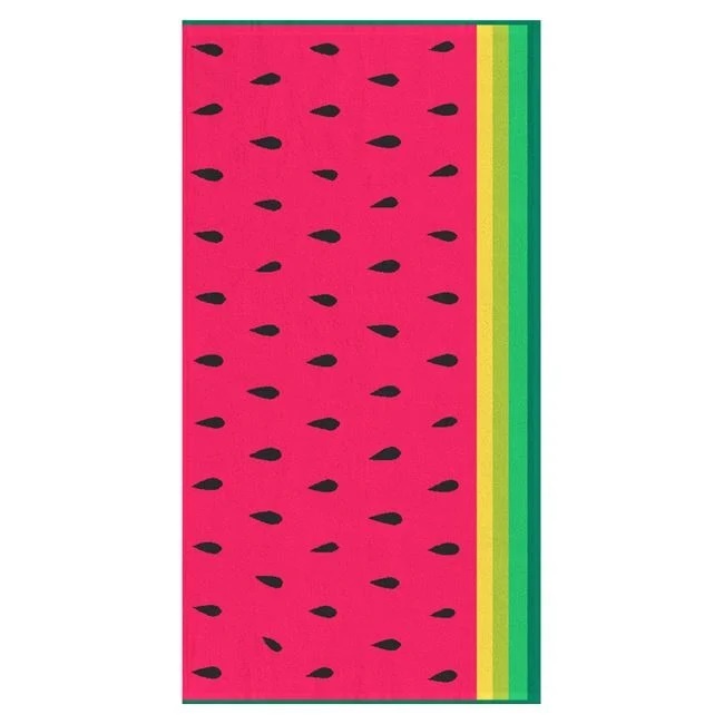 Prosop pentru Plaja, din Bumbac, Model Pepene Verde, 75x150cm, Roz