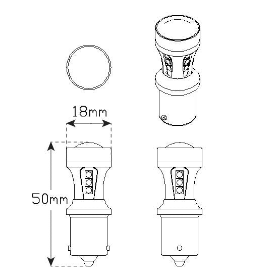 Set 2 becuri auto LED T20, cu 18 SMD, Canbus, 6000K, 15W, lumina alba-rece - 3 | YEO