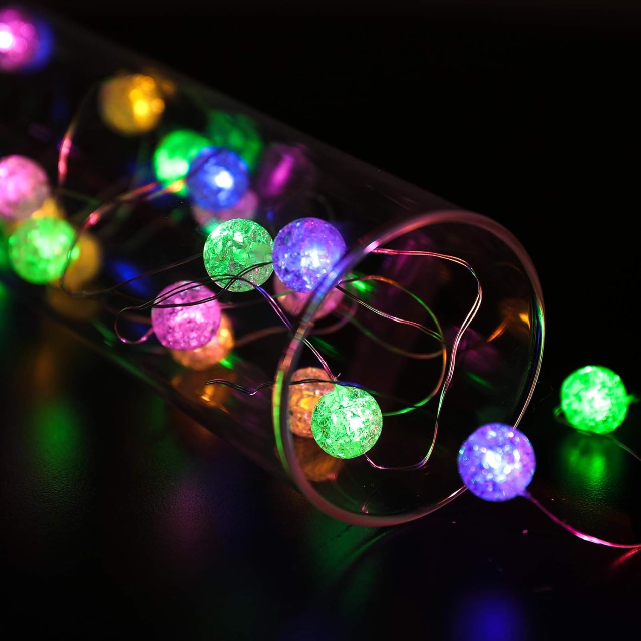 Set 2 Instalatii Decorative LED RGB, 2x5m, cu 2x50 LED-uri in Forma de Mini Becuri, Lumina Multicolora - 2 | YEO
