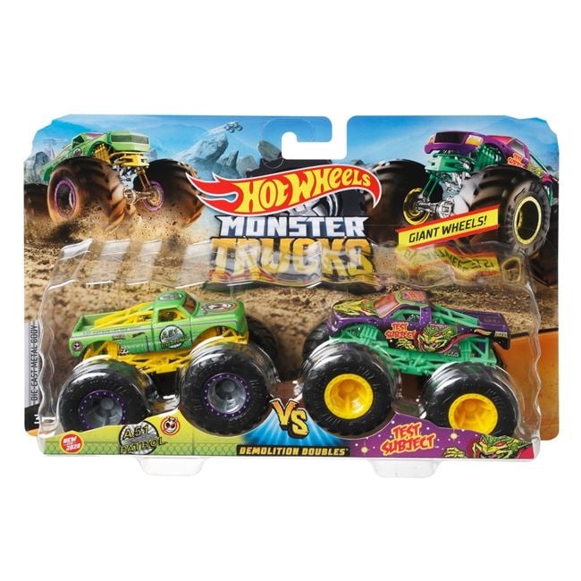 Set 2 vehicule Monster Truck Hot Wheels, dimensiuni 25.5x6.5x16.5cm, multicolor