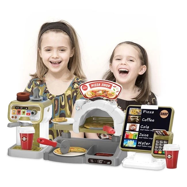 Set de joaca cu casa de marcat, cuptor, cafetiera si sunete, varsta 3+ ani, 52x16x27cm, multicolor