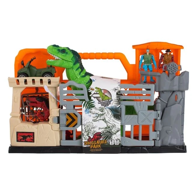 Set de joaca, valiza tip parc dinozauri, cu sunete si lumini, 51x13x30cm, multicolor