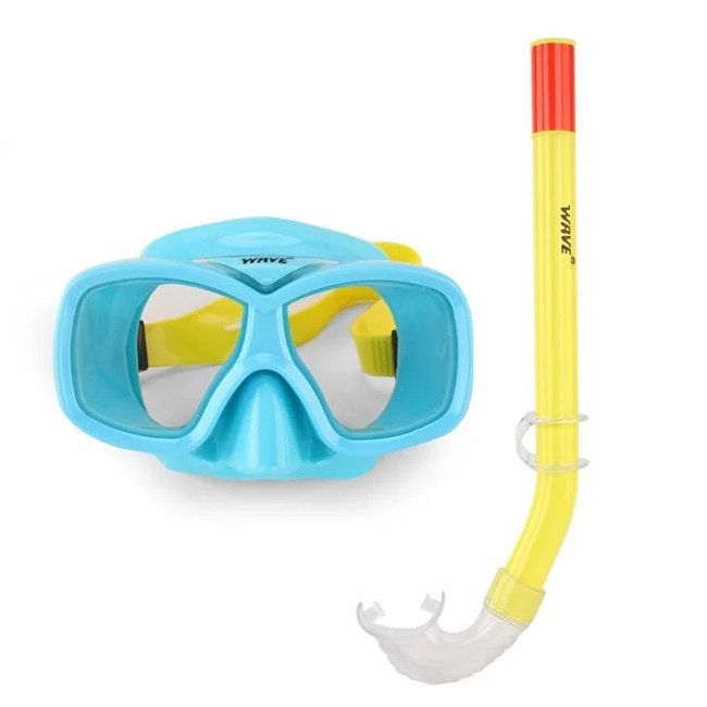 Set Masca cu Tub de snorkeling, pentru Copii 6-12 Ani, Verde-Turcoaz