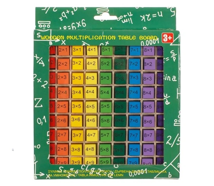 Tabla Înmulțirii din Lemn, 19x19 cm, multicolor - 1 | YEO