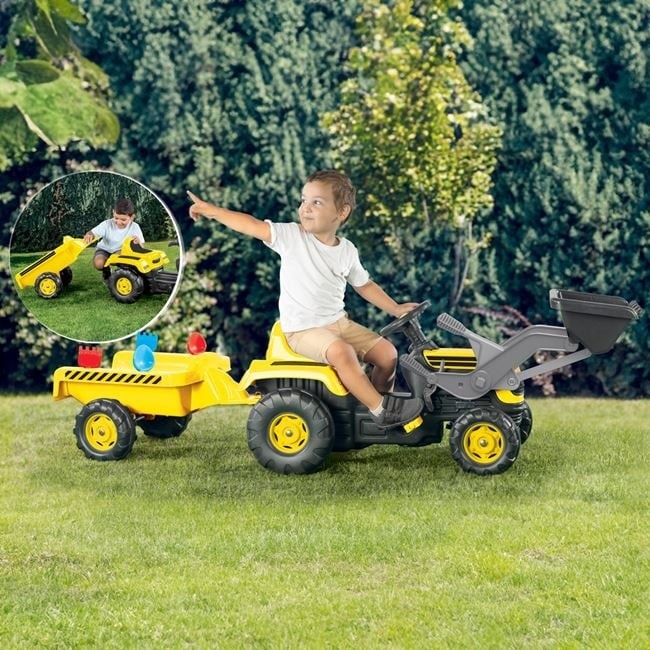 Tractor cu Pedale pentru copii, Excavator, Remorca si Accesorii, 3 ani +, 50 kg, 171x45x52cm - 2 | YEO