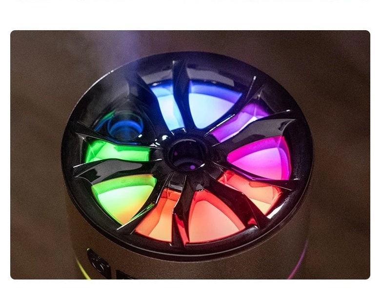 Umidificator si Difuzor de Parfum Pentru Casa sau Masina, Compact, Fara Fir, 300ml, 2W, Auriu/Negru - 3 | YEO