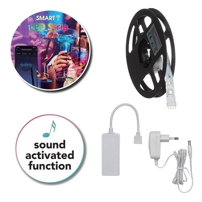 Banda led, autocolanta smart strip, prin wifi, 6W, lungime 1m, multicolor - 2 | YEO