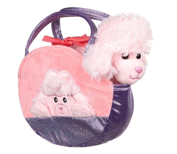 Câine de Pluș Canis în Geantă Mov cu Glitter, poliester, 20×8×20 cm
