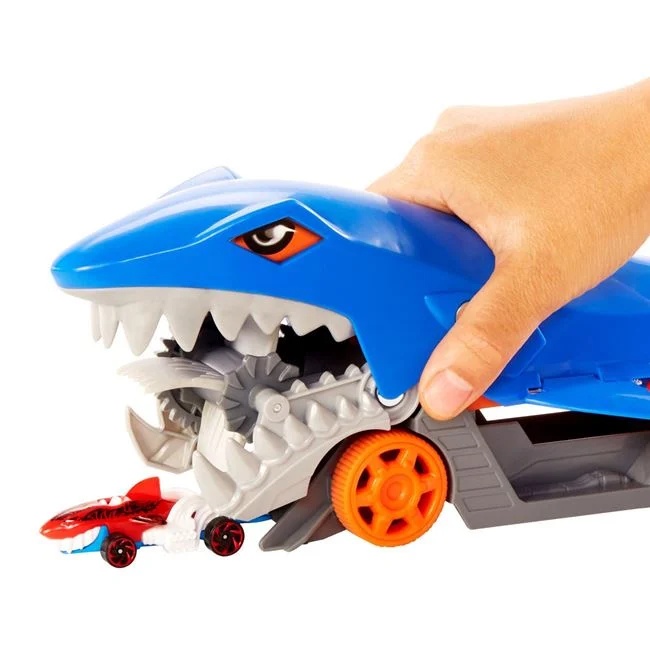 Camion in forma de rechin Hot Wheels, contine o masina Hot Wheels, 36x8x13cm, multicolor - 3 | YEO