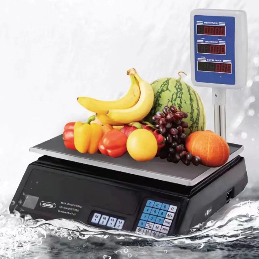 Cantar electronic comercial ACS-D1, max. 40kg, pentru magazine, digital, afisaj LCD, negru-argintiu - 1 | YEO