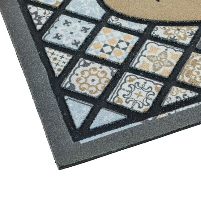 Covoras pentru intrare din cauciuc cu suprafata textila, model tiles cu mesajul WELCOME, 75x45 cm, gri - 1 | YEO