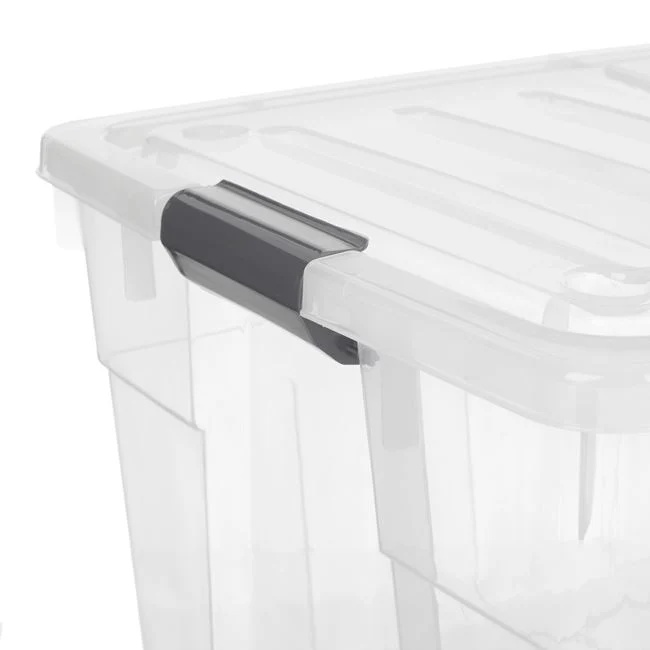 Cutie de depozitare, pliabila cu capac si roti, din plastic, capacitate 120L, transparent - 1 | YEO
