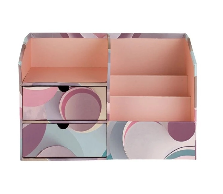 Cutie Decorativă, model Marble cu 6 Compartimente, de Birou, carton, 30x16x20cm, lila - 2 | YEO