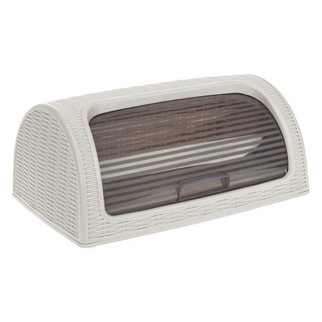 Cutie pentru paine, din plastic, cu fereastra semitransparenta, dimensiuni 42x26cm, bej deschis - 1 | YEO