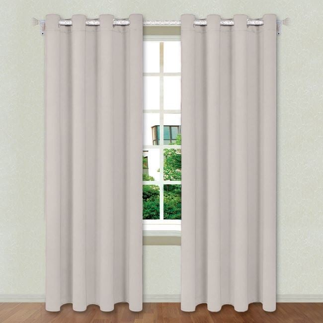 Draperie decorativa, tip blackout - nu lasa lumina sa treaca, cu inele, 140x260 cm ,crem - 1 | YEO
