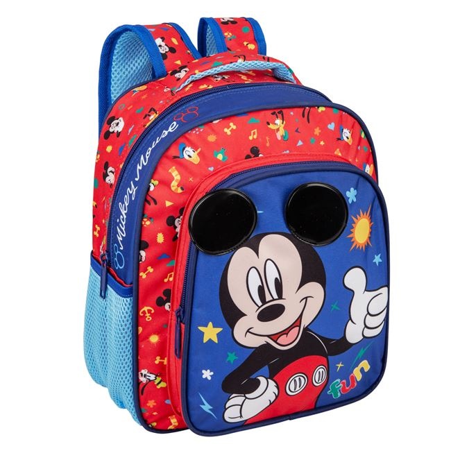 Ghiozdan pentru Gradinita, model Mickey Mouse 3D, 27 x 14 x 32 cm, rosu