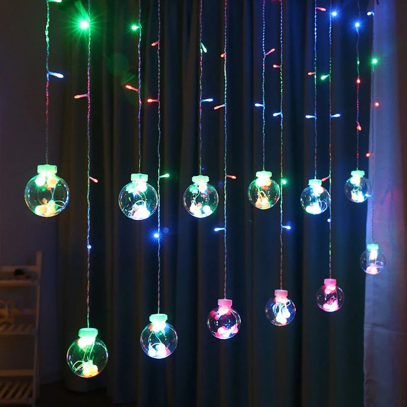 Ghirlanda Luminoasa LED RGB, cu 12 Globuri Transparente, 3m Lungime, 8 Moduri de Iluminare, Lumina Multicolora - 1 | YEO