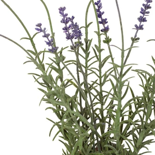 Ghiveci decorativ din ceramica, imitatie impletituri rachita, cu planta artificiala de lavanda, Ø11x36cm, maro/verde - 1 | YEO