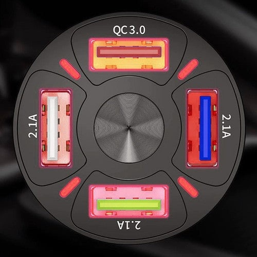 Incarcator auto cu 4 porturi USB, Cablu multifunctional Micro USB, Lightning, USB Type-C - 2 | YEO