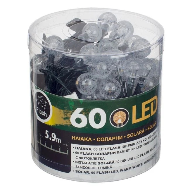 Instalatie de lumini cu 60 becuri led si senzor de lumina - Alb cald - 1 | YEO