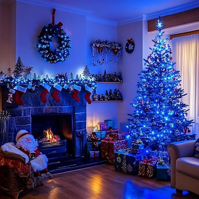 Instalatie Luminoasa LED Tip Rola, cu 8 Jocuri de Lumini, 50m, 1.6mm Grosime Calbu, Lumina Rosie/Albastra - 2 | YEO